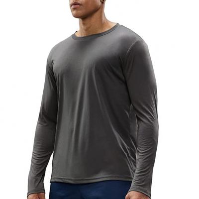 Men Solid Color Screen Printing Quick Dry Brehatable Blank Polyester spandex Gym Athletic Fit Long Sleeve T Shirt