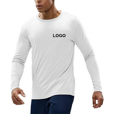 Men Solid Color Screen Printing Quick Dry Brehatable Blank Polyester spandex Gym Athletic Fit Long Sleeve T Shirt