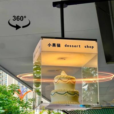 2023 Rotation Display Case for Cake Shop Acrylic Rotating Display Case LED Light Rotating Advertising Case for Retail St