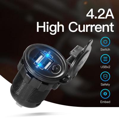 Oem Wholesales On Off Switch 4.2A Phone And Type -C Fast Usb Car Charger Adapter