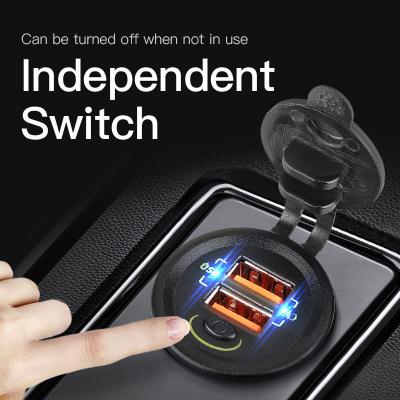 Wholesales On Off Switch Dual Port Double Car Socket Usb Charger