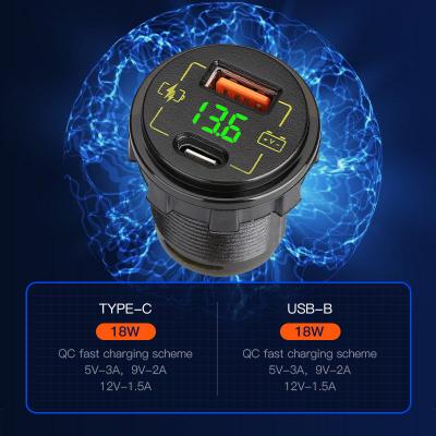 Wholesales 12V Type C Car Qc3 Usb Charger With Switch 24V Voltmeter