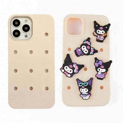 hot selling in stock multi color silicone mobile phone cases diy charms phone case hold charms