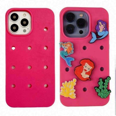 hot selling in stock multi color silicone mobile phone cases diy charms phone case hold charms