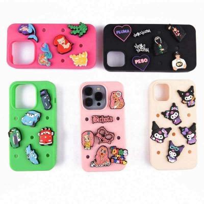 hot selling in stock multi color silicone mobile phone cases diy charms phone case for iphone 11 12 13 pro max hold char