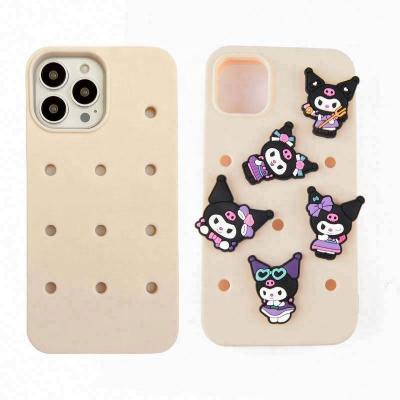 Shockproof Fashion Back Cover Cartoon Diy Silicone 3D Cute Mobile Phone Case for iPhone 11 12 13 Pro max hold charms