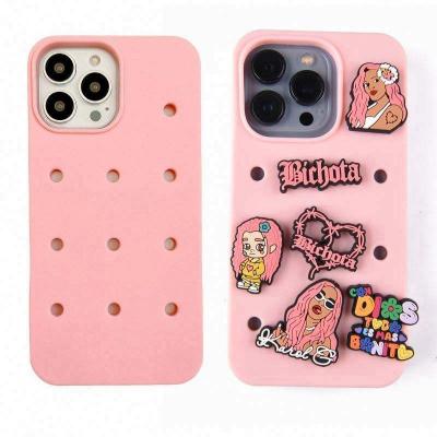 fashionable summer color waterproof silicone mobile phone case for iphone 11 12 13 pro max hold charms