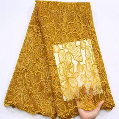 African Milk Silk Mesh Lace with Sequins 2023 French Net Lace Fabric Sewing Embroidered Lace Tulle Nigerian Women Weddin
