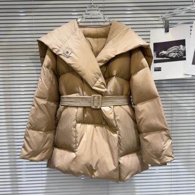 Winter New Ladies Shawl Collar Down Jacket Long Sleeve Zipper Warm Down Coat Female Casual Solid Color Parkas