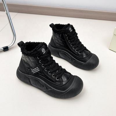 New Design Black Platform Ankle Boots Girls Shoes Outdoor Warm Winter New Lace-up Ankle Boots Wholesale Women's Ankle Bo
